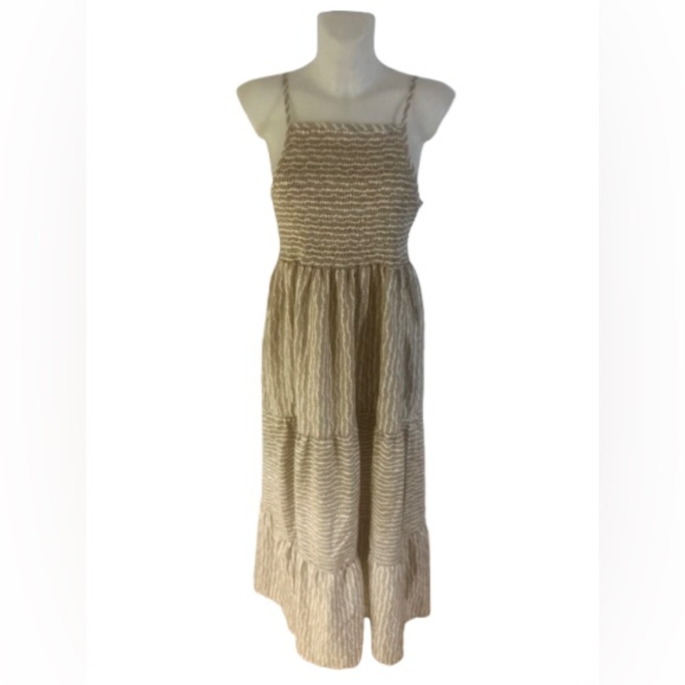 MEXX Taupe & White Striped Sleeveless Maxi Dress